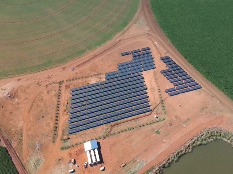 Arial view of the solar panels on Louma Boerdery